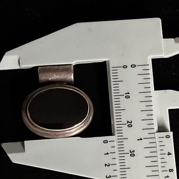 Vintage 925 Sterling Silver Onyx Modernist Slide Pendant 7.3g Artist Signed - Picture 11 of 11